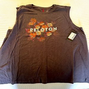 Peloton muscle tank. Grey with chrome rose design. New with tags. Size 1X
